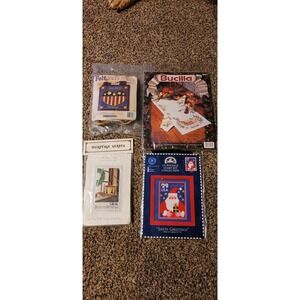 Vintage Christmas Cross Stitch Kit Lot of 4 – Santa,‎ USA, Bucilla, DMC